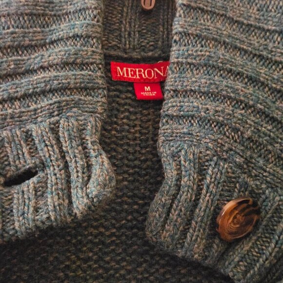 Sonoma blue long line cardigan Brown buttons winter wear pockets warm wool M - Picture 7 of 15